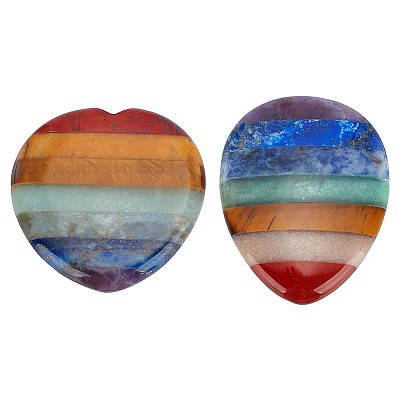 2Pcs 2 Styles Chakra Natural Gemstone Figurines AJEW-AR0001-89-1