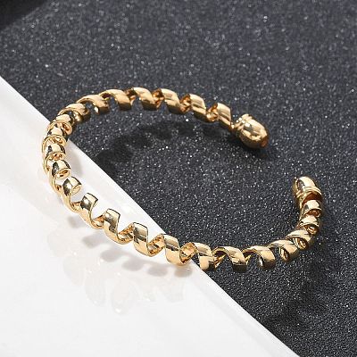 Electrophoresis Iron Cuff Bangles for Women BJEW-M057-03G-1
