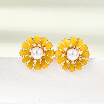 Brass Enamel Stud Earrings KK-CBA8324-27G-02-1