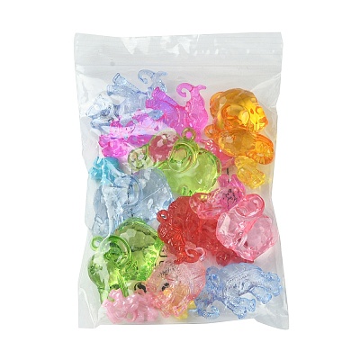 20Pcs 4 Styles Transparent & AB-Color Plated Acrylic Pendants TACR-FS0001-44-1