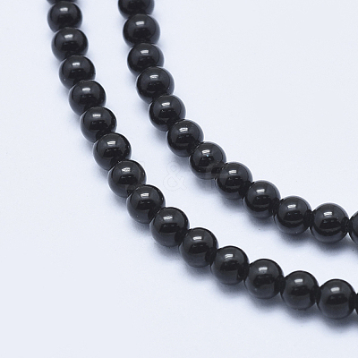 Natural Black Tourmaline Beads Strands G-E444-27-4mm-1