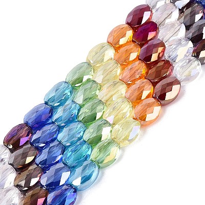 Electroplate Transparent Glass Beads Strands EGLA-Q135-6x8MM-03A-1