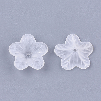 5-Petal Transparent Acrylic Bead Caps X-FACR-T001-02-1