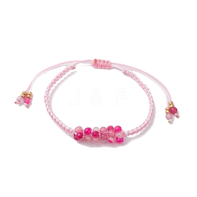 Dyed Natural Agate Beaded Braided Bead Bracelets BJEW-MZ00253-05-1