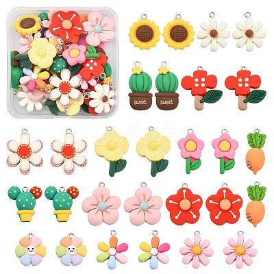28Pcs 14 Styles Opaque Resin Pendants RESI-CJ0002-54-1