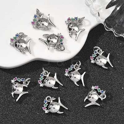 SHEGRACE Brass Colorful Cubic Zirconia Charms XGRQ3P154-591P-1