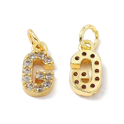 Real 18K Gold Plated Brass Micro Pave Clear Cubic Zirconia Charms KK-E068-VB452-G-1