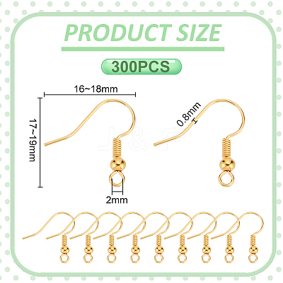 300Pcs Brass Earring Hooks KK-UN0004-55-1