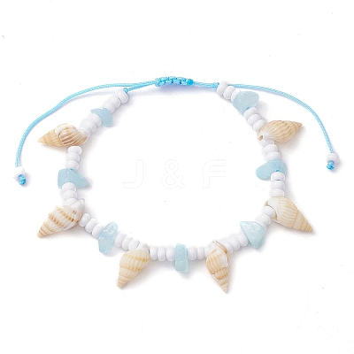 Dyed Natural White Jade Braided Bead Bracelets BJEW-JB10358-01-1