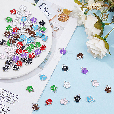80Pcs 8 Colors Alloy Enamel Charms ENAM-DC0001-84-1