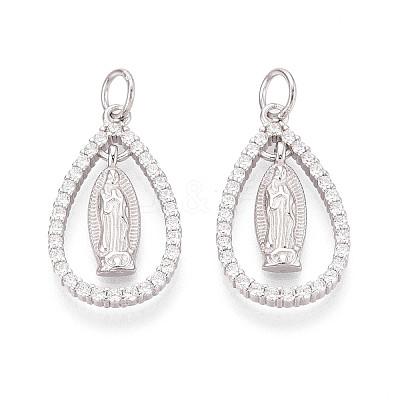 925 Sterling Silver Micro Pave Clear Cubic Zirconia Religion Pendants STER-N016-107P-1
