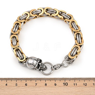 9MM 201 Stainless Steel Skull Byzantine Chain Bracelets for Men Women BJEW-B143-07ASG-1