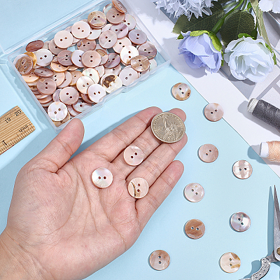 100Pcs Natural Shell Buttons BUTT-ME0001-24B-1
