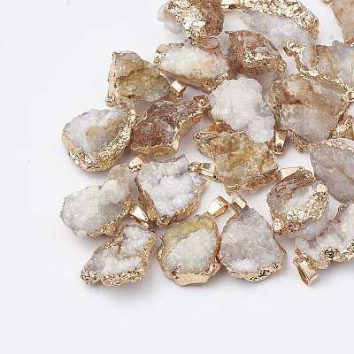 Natural Druzy Agate Pendants G-Q494-76F-1