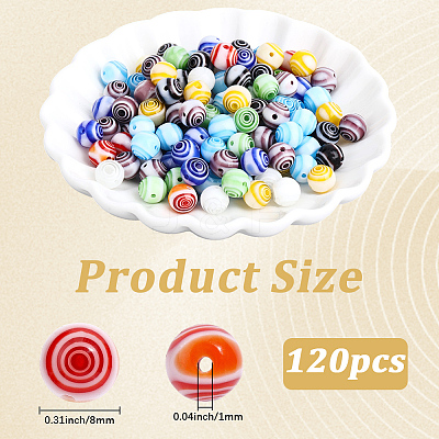 120pcs Handmade Millefiori Glass Round Beads LK-PA0001-05-1