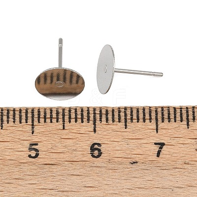 Tarnish Resistant 316 Surgical Stainless Steel Flat Round Blank Peg Stud Earring Settings X-STAS-R073-06A-1