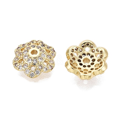 Brass Micro Pave Clear Cubic Zirconia Bead Caps KK-Q071-16G-02-1