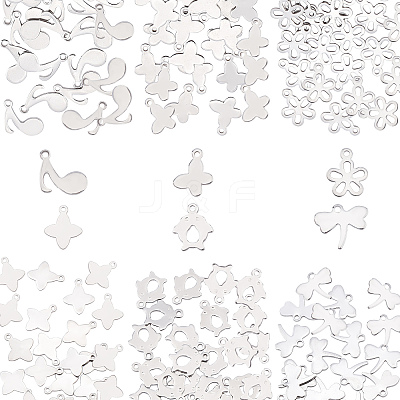 240Pcs 6 Style 304 Stainless Steel Charms STAS-DC0003-21-1
