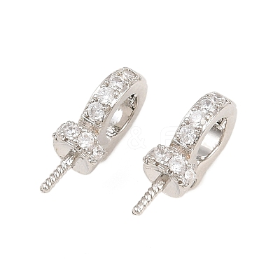 Brass Micro Pave Clear Cubic Zirconia Fold Over Clasps CU-CBA3901-01P-1
