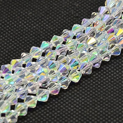 Imitate Austrian Crystal Electroplate Bicone Glass Bead Strands LS-GLAA-F029-6x6mm-A01-1
