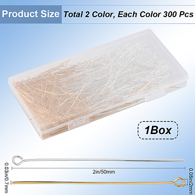 600Pcs 2 Colors Brass Eye Pin KK-SP0001-68D-1