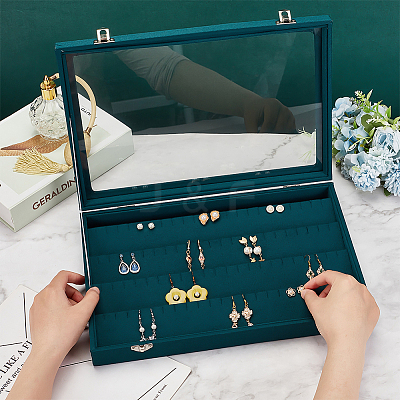 Rectangle Imitation Leather Earring Presentation Box CON-WH0089-14B-1