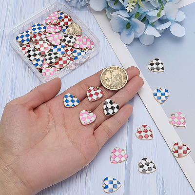 48Pcs 4 Colors Alloy Enamel Pendants ENAM-ME0001-15-1