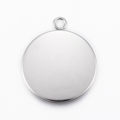 Tarnish Resistant 304 Stainless Steel Pendant Cabochon Settings X-STAS-E146-18P-25mm-1