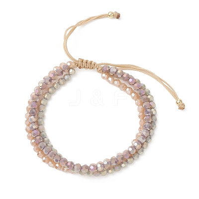Electroplate Imitation Jade Glass Beads Multi-strand Bracelets BJEW-JB13309-1