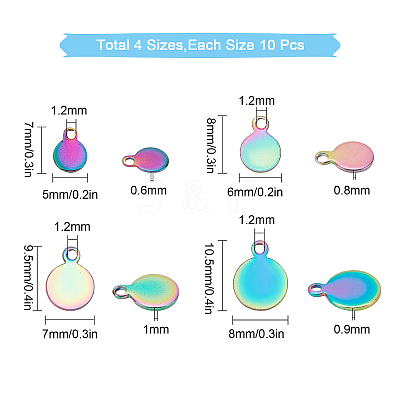 40Pcs 4 Size PVD Vacuum Plating 304 Stainless Steel Charms STAS-SC0002-32MC-1