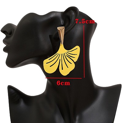 Baking Paint Alloy Gingko Leaf Stud Earrings for Women WG17529-02-1