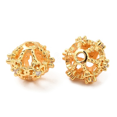 Brass Micro Pave Clear Cubic Zirconia Beads KK-I705-16G-1