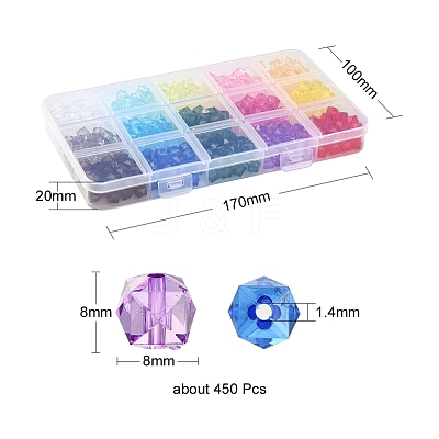 450Pcs 15 Colors Transparent Acrylic Beads TACR-YW0001-56-1