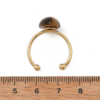 Natural Green Aventurine/Lapis Lazuli/Tiger Eye/Rose Quartz Cuff Open Rings RJEW-JR01105-1