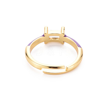 Brass Enamel Cuff Rings RJEW-T016-23C-NF-1