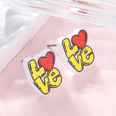 Wood Stud Earrings EJEW-M063-01B-1