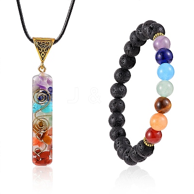 Energy Yoga Chakra Jewelry Set for Girl Women AJEW-SZ0002-12A-1