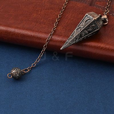 Rack Plating Brass Cone Dowsing Pendulum Pendants AJEW-G064-01R-1