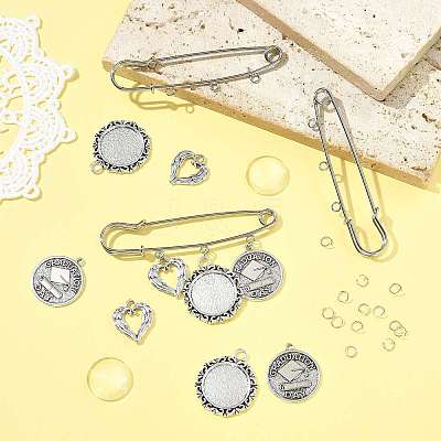 DIY Flat Round Alloy Commemorative Photo Pendants Making Kits DIY-FS0009-23-1
