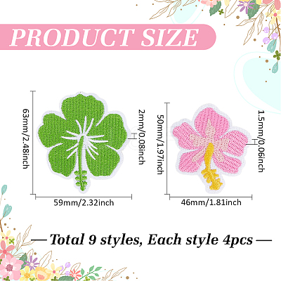 36Pcs 9 Styesl Polyester Computerized Embroidery Cloth Iron on Sew on Patches PATC-MA0001-67-1