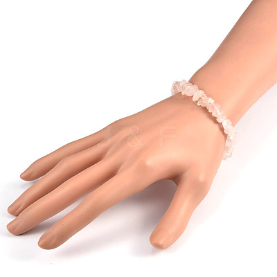 Chips Natural Rose Quartz Beaded Stretch Bracelets X-BJEW-JB01826-02-1