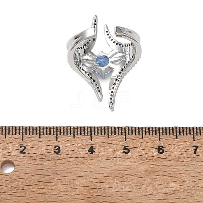 Brass Micro Pave Cubic Zirconia Cuff Open Rings for Women RJEW-L343-09P-02-1