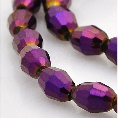 Full Plated Glass Faceted Rice Beads Strands GLAA-A030A-FP03-1