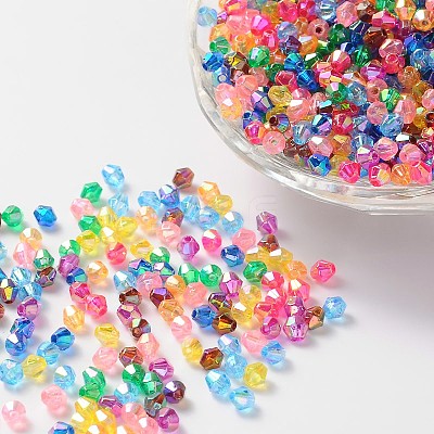 Eco-Friendly Bicone AB Color Plated Transparent Acrylic Beads TACR-A003-4mm-M-1