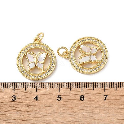 Brass Micro Pave Clear Cubic Zirconia Pendants KK-B083-37C-G-1
