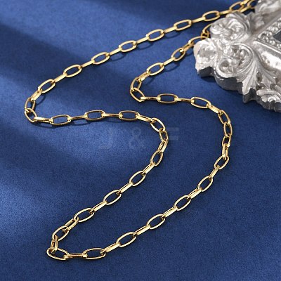 Brass Cable Chain Necklaces for Women Men NJEW-F337-01G-02-1