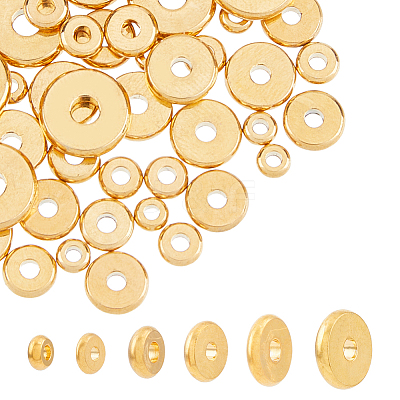 48Pcs 6 Styles Brass Spacer Beads KK-HY0001-41-1