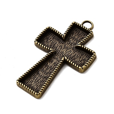 Tibetan Style Pendant Cabochon Enamel Settings TIBEP-4479-AB-LF-1
