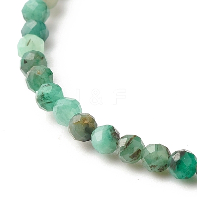 3.5MM Natural Emerald Round Beads Stretch Bracelet for Women BJEW-JB07413-1