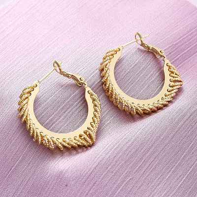 Brass Hoop Earrings EJEW-R025-31G-1